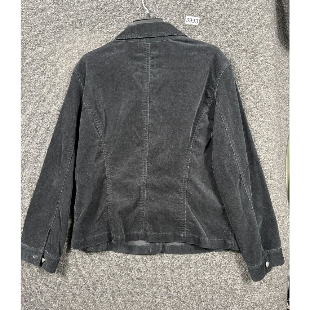 Chico's Corduroy Jacket Womens 2 US 12 Black Button Front Long Sleeve Pockets - Picture 2 of 6